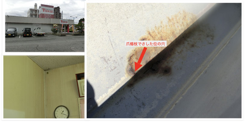 爪楊枝でさした位の穴